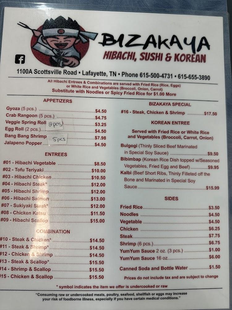 Bizakaya Hibachi Sushi Korean Menu image 4